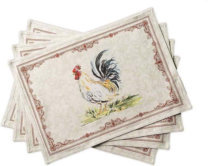 Maison d' Hermine Placemats Set of 4 100% Cotton Washable Cloth Place Mats, Reusable Table Mats for Kitchen Dining Decoration, Party, Wedding, Restaurant Spring/Summer (Campagne, 13" x 19")