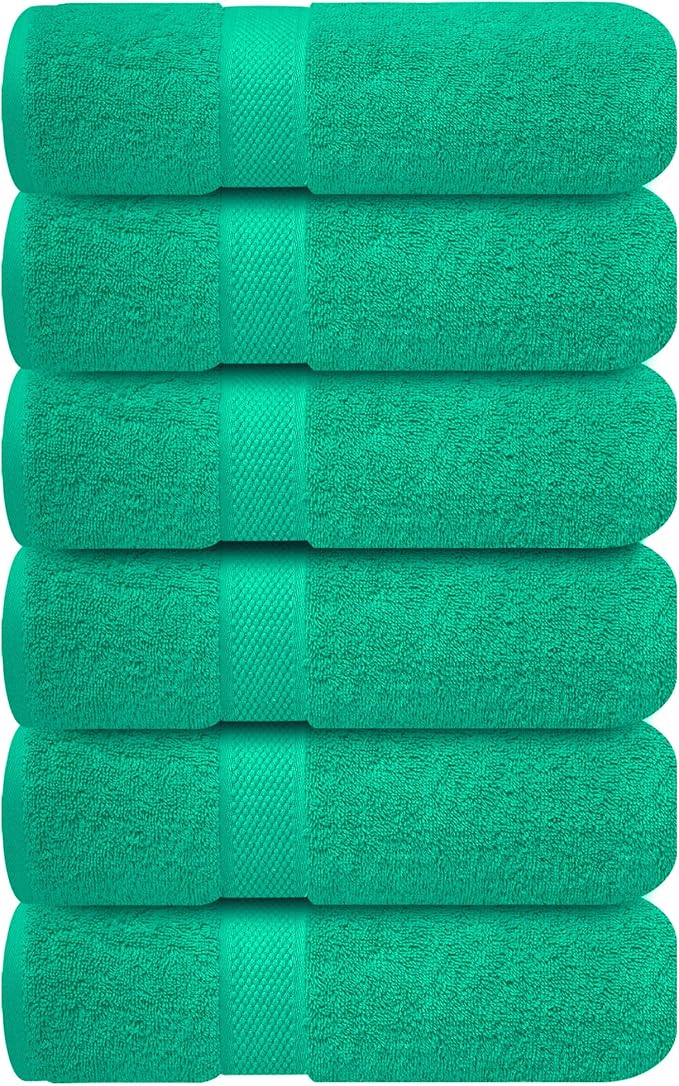 Infinitee Xclusives 100% Cotton Hand Towels for Bathroom – Ultra-Soft & Highly Absorbent, 6-Pack, Gym, Spa & Hotel | Vivid Green |
