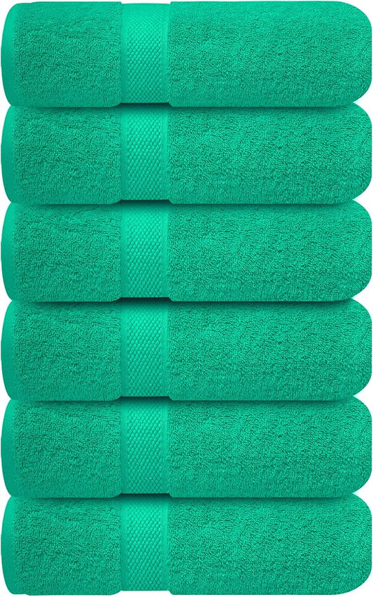 Infinitee Xclusives 100% Cotton Hand Towels for Bathroom – Ultra-Soft & Highly Absorbent, 6-Pack, Gym, Spa & Hotel | Vivid Green |