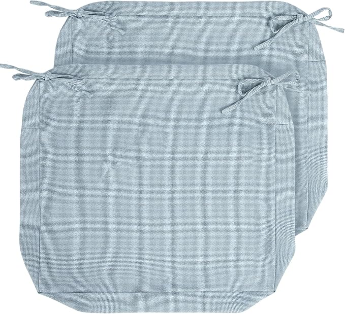 Patio Cushion Covers with Ties, 2 Pack, Outdoor Water Resistant Deep Seat Chair Cushion Slipcover 20x18x4 Inch for Garden Couch Sofa (Replacement Cover Only)-Frost Blue