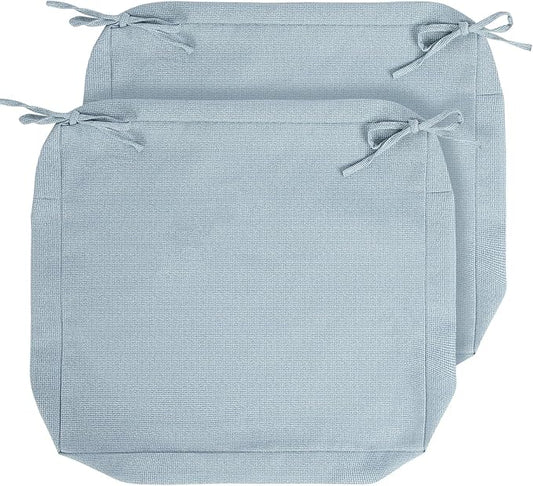 Patio Cushion Covers with Ties, 2 Pack, Outdoor Water Resistant Deep Seat Chair Cushion Slipcover 20x18x4 Inch for Garden Couch Sofa (Replacement Cover Only)-Frost Blue