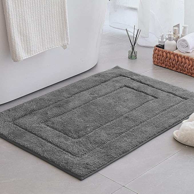 GRANNY SAYS Gray Bathroom Rugs Non Slip, Large Bath Mats for Bathroom, Super Soft and Water Absorbent, Microfiber Washable Bath Rugs for Floor, Tub and Shower, 36" x 24", Dark Gray