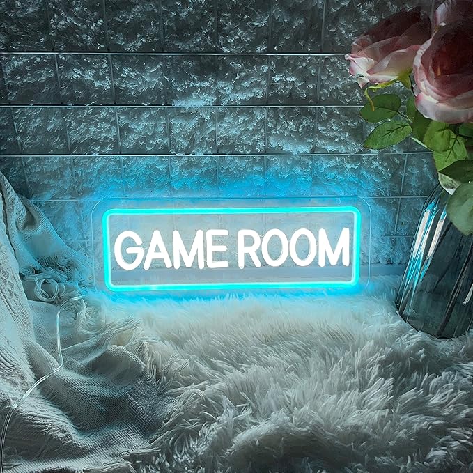 Game Room Neon Sign for Game Wall Decor Led Neon Light with USB Powered Teen Boy Children Bedroom Bar Party Gaming Room Accessories and Decor Neon Signs Custom, 15.7 x 5.9 Inch