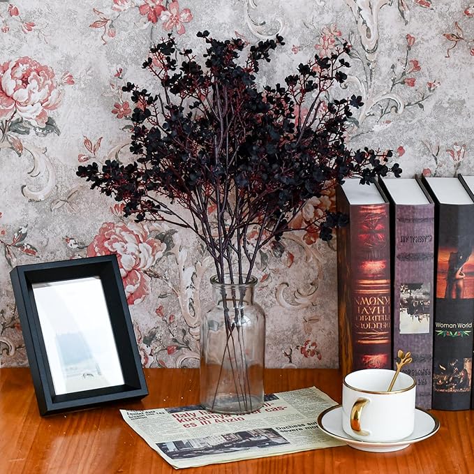 Mandy's Black Artificial Baby’s Breath Flowers 15 Bundles Silk Gypsophila with Bendable Stems for Fall Centerpiece Wedding Decor and Table Arrangements