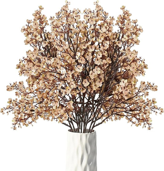 Mandy's Light Brown Artificial Baby’s Breath Flowers 15 Bundles Silk Gypsophila with Bendable Stems for Fall Centerpiece Wedding Decor and Table Arrangements