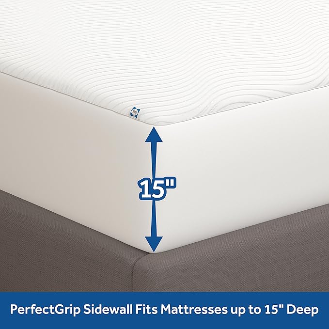 Sealy Complete Protection Mattress Protector- King Size Stain Protection Waterproof Machine Washable Cover