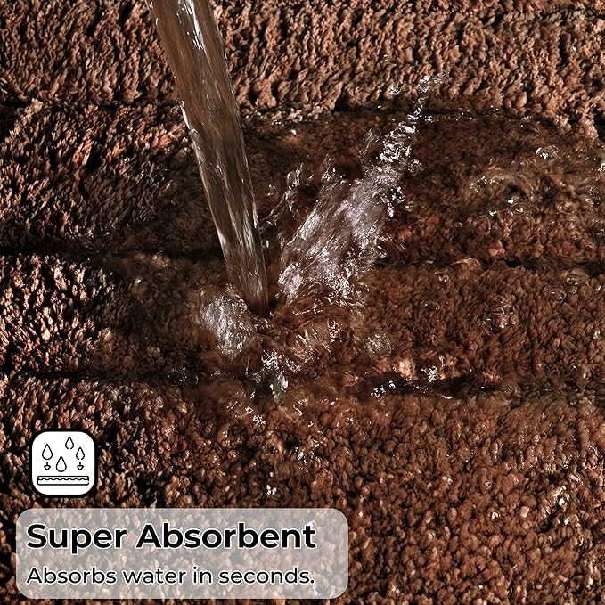 GRANNY SAYS Bathroom Toilet Rugs U Shaped, Bath Mats for Bathroom, Bath Rugs Non Slip Washable, Absorbent Microfiber Toilet Mat, Soft Plush Shaggy Bath Carpet, 20" x 24", Brown