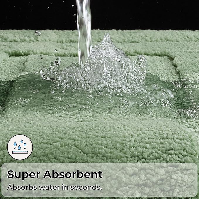 GRANNY SAYS Sage Green Bathroom Rugs Non Slip, 59" x 24", Small Bathroom Rugs Washable，Bath Mats for Floor, Microfiber Bath Mat for Tub, Absorbent Shower Rug