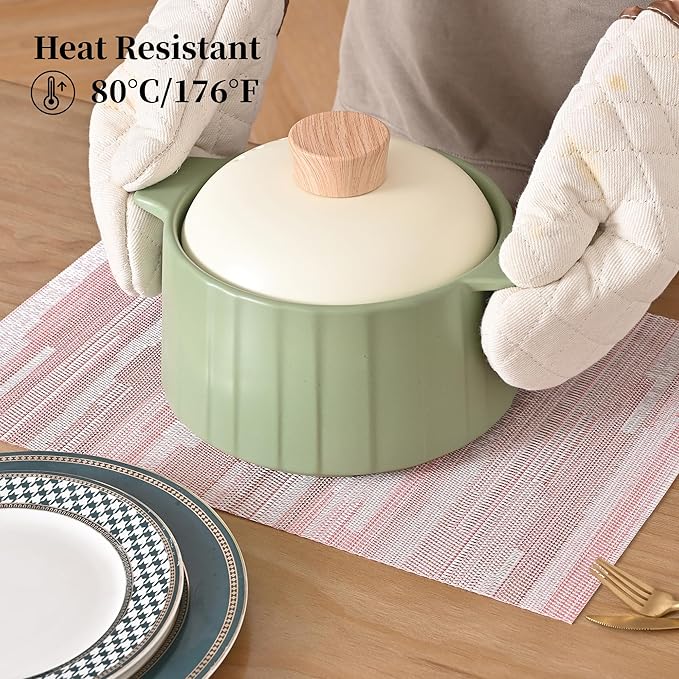 Leetaltree Misty Rose Placemats Set of 12 - Heat Resistant Non-Slip Place mats for Dining Table, Washable Durable PVC Vinyl Woven Table Mats（Misty Rose, 12）