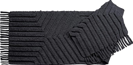Boho Runner Rug 2x6' Washable Kitchen Rugs with Tassels Indoor Farmhouse Rugs for Bedroom Aesthetic Tufted Rug for Laundry Room Doorway Living Room_Dark Grey