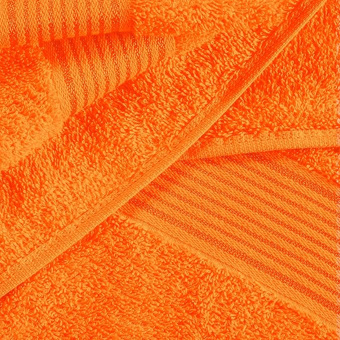 Belizzi Home Ultra Soft 6 Pack Cotton Towel Set, Contains 2 Bath Towels 28x55 inch, 2 Hand Towels 16x24 inch & 2 Wash Coths 12x12 inch, Ideal for Everyday use, Compact & Lightweight - Orange