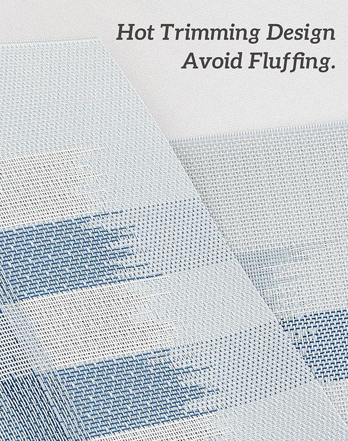 Leetaltree Geometric Print Blue Placemats Set of 4 - Heat Resistant Non-Slip Place mats for Dining Table, Washable Durable PVC Vinyl Woven Table Mats (Geometric Blue, 4)