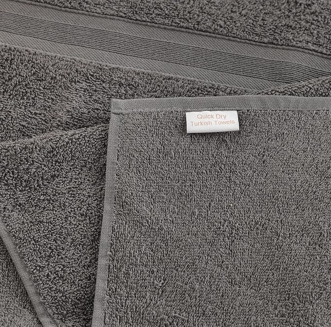 Quick-Dry, Soft & High Absorbent Bath Towels 27"x54" Cotton Turkish Bath Towel Set of 4 | Daily Use 100% Cotton Towels for Bathroom, Gym & More | Bathroom Towels Set (4 Pcs, Grey)