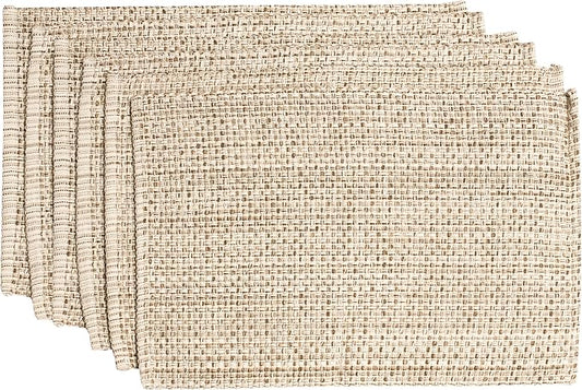 Sweet Home Collection 100% Cotton Placemats for Dining Room Rectangle Two Tone Woven Fabric 13" x 19" Soft Durable Table Mat Set, Set of 4, Eggshell