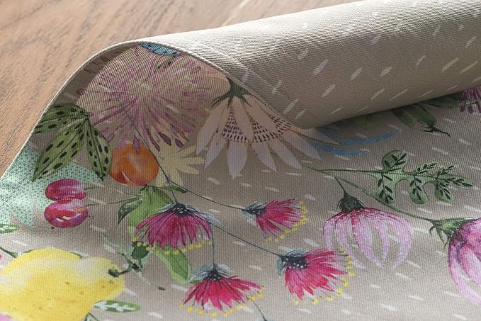 Maison d' Hermine Placemats Set of 4 100% Cotton Washable Cloth Place Mats, Reusable Table Mats for Kitchen Dining Decoration, Party, Wedding, Restaurant Spring/Summer (Jardin D'Ete - Fog, 13" x 19")