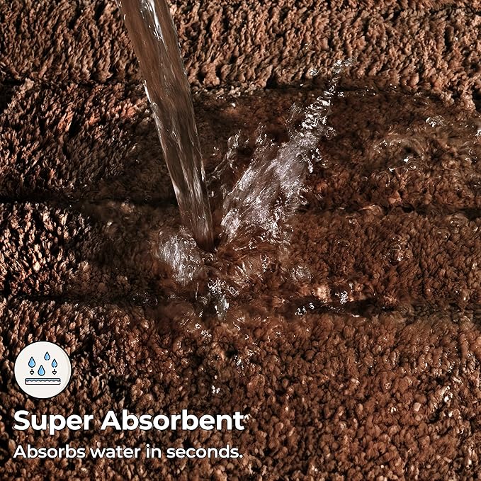 GRANNY SAYS Bathroom Rugs Non Slip 24" x 48", Bath Mats for Bathroom, Super Soft and Water Absorbent, Microfiber Washable Bath Rugs for Floor, Tub and Shower, Brown