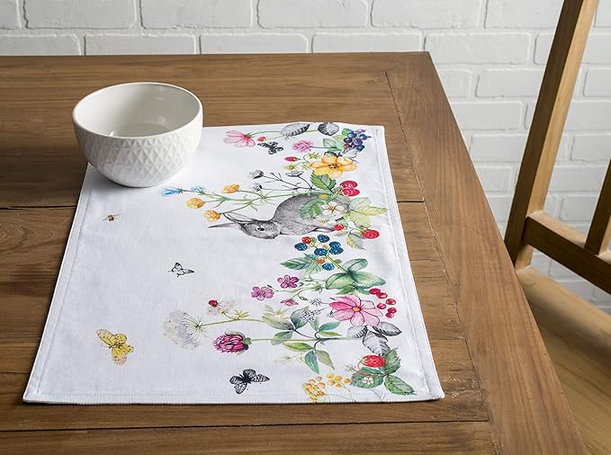 Maison d' Hermine Placemats Set of 4 100% Cotton Washable Cloth Place Mats, Reusable Table Mats for Kitchen Dining Decoration, Party, Wedding, Restaurant Spring/Summer (Printemps, 13" x 19")