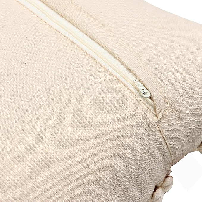 REDEARTH · Boho Textured Throw Pillow Cases - Woven Tufted Decorative Farmhouse Cushion Covers Set for Couch - Sofa - Bed - Chair - Dining - Patio - Outdoor - 100% Cotton (18x18; Natural) Pack of 2