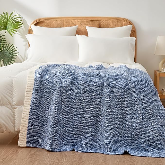 Snuggle Sac Blue Throw XL Blanket 50x70,Super Soft Warm Blankets Oversized Throw Knit Blankets Fuzzy Plush Blanket, Royal Blue, 50x70 inches