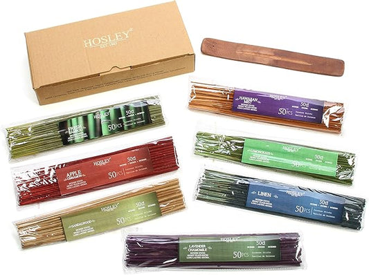 Hosley Assorted 350 Pack Incense Sticks Highly Fragrances Include Apple Cinnamon Frankincens Sandalwood Myrrh Fresh Bamboo Patch Leave and Lavender Chamomile. Great for Meditation & Aromatherapy