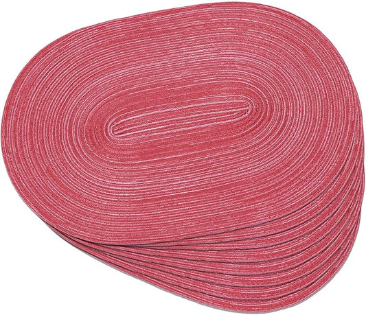 Noctiflorous Oval Braided Placemats Set of 8 Woven 12x18 Inch Non Slip Washable Heat Resistant Place Mats Tablemats for Dining Kitchen Party Daily Table Decor Dinner Mats (Raspberry Pink, 8)