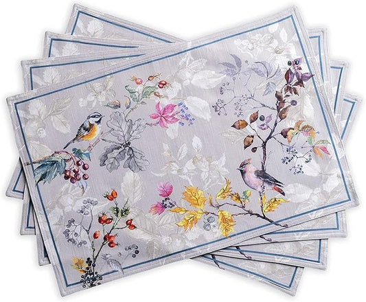 Maison d' Hermine Placemats Set of 4 100% Cotton Washable Cloth Place Mats, Reusable Table Mats for Kitchen Dining Decoration, Party, Wedding, Restaurant (Equinoxe - Grey, 13" x 19")