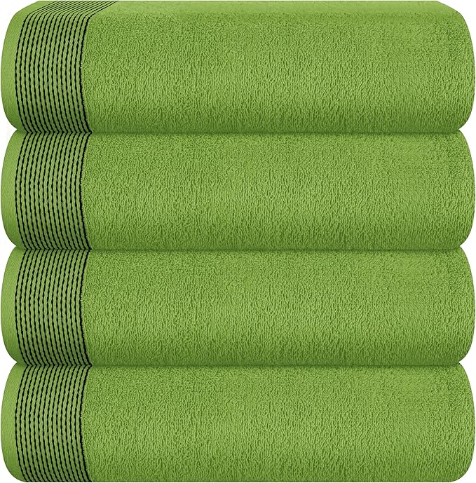 Belizzi Home Ultra Soft 4 Pack Oversized Bath Towel Set 27x54 inches, 100% Cotton Bath Towels, Highly Absorbant Compact Quickdry & Lightweight Towel, Ideal for Gym Travel Camp Pool - Kiwi Green