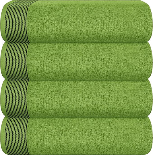 Belizzi Home Ultra Soft 4 Pack Oversized Bath Towel Set 27x54 inches, 100% Cotton Bath Towels, Highly Absorbant Compact Quickdry & Lightweight Towel, Ideal for Gym Travel Camp Pool - Kiwi Green