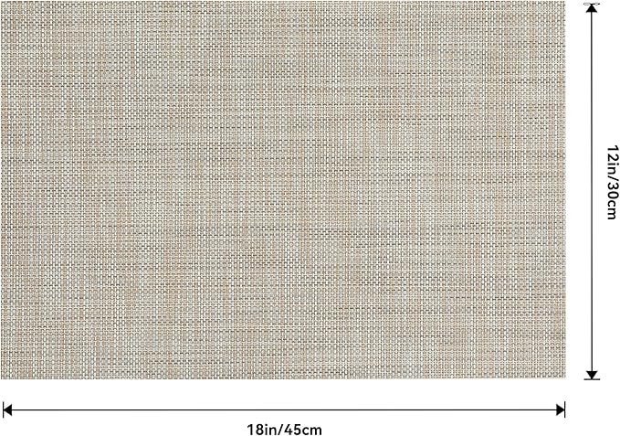 Leetaltree Linen Yellow Placemats Set of 8 - Heat Resistant Non-Slip Place mats for Dining Table, Washable Durable PVC Vinyl Woven Table Mats（Linen Yellow, 8）