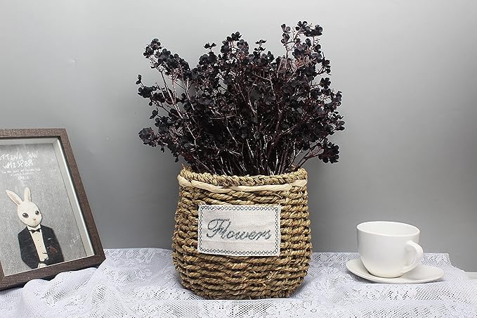 JAKY-Global Babys Breath Fabric Cloth Artificial Flowers 12 Bundle European Fake Silk Plants Decor Wedding Party Decoration Bouquets Real Touch DIY Home Garden (Black-12pcs)