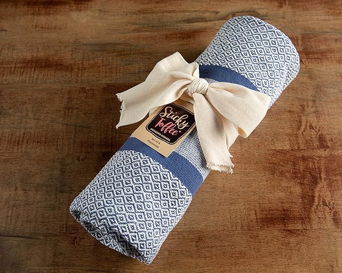 Sticky Toffee Cotton Placemats Set of 4 – Blue Woven 14x19 in Table Mats for Kitchen or Dining Table, Boho Style, Washable Cloth Placemats