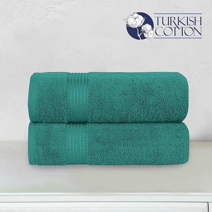 Elegant Comfort Premium Turkish Cotton 2 Pack Bath Towel Set - 27 x 54 inch, Luxurious Hotel Spa Quality 100% Turkish Cotton 2PC Bath Towel Set - Highly Absorbent - Soft Bathroom Towels, Turquoise