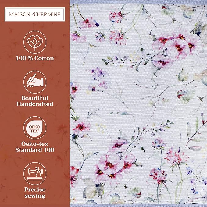 Maison d' Hermine Placemats Set of 4 100% Cotton Washable Cloth Place Mats, Reusable Table Mats for Kitchen Dining Decoration, Party, Wedding, Restaurant Spring/Summer (Summer Floral, 13" x 19")