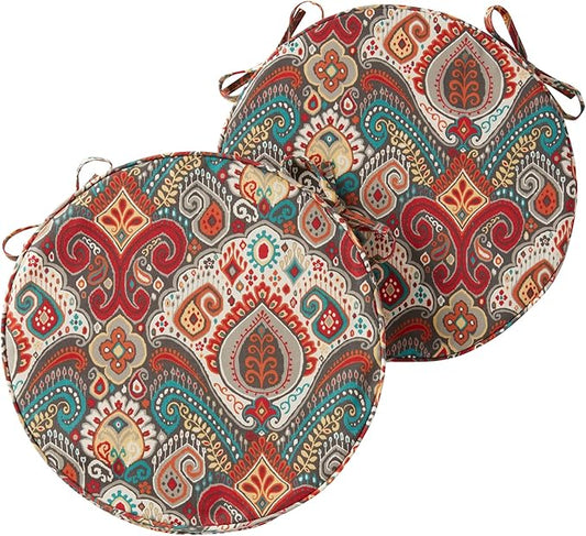 Greendale Home Fashions Outdoor 18-inch Round Reversible Seat Cushion, 2-Pack, Painted Desert 2 Count
