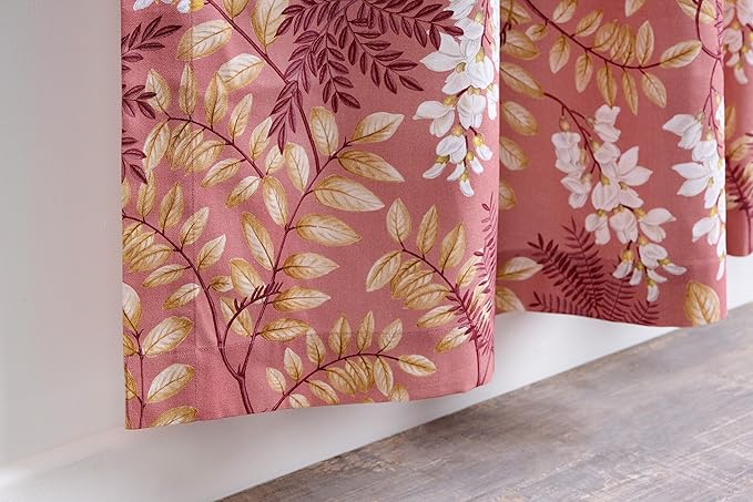 Maison d' Hermine Curtains for Living Room 100% Cotton 108 inch Length One Panel Light Filtering Curtains for Bedroom Windows with Rod and Loop Pockets Drapes (Feuillage Cameo Brown, 50" W x 108" L)