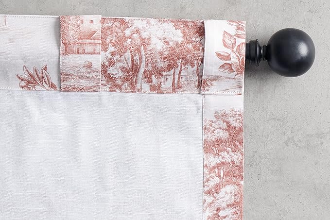 Maison d' Hermine Curtains for Living Room 100% Cotton 84 inch Length One Panel Light Filtering Toile Curtains for Bedroom Windows with Rod and Loop Pockets Drapes (Trianon Brown, 50" W x 84" L)
