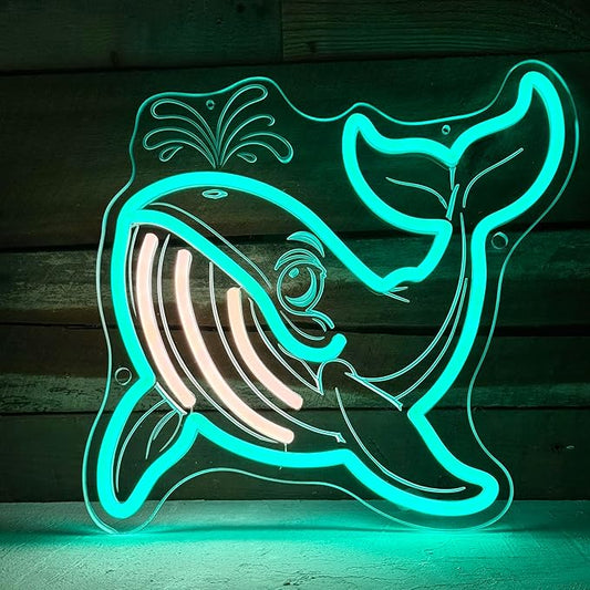 TUMPLERA Whale Neon Sign, Night Light For Kids, Whale Decor, Ocean Decor, Under The Sea Party Decorations, Ocean Party Decorations, Gift For Kids Room