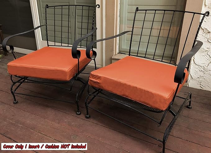 2 Pack 24X22X4 Inch Outdoor Water-Resistant Cushion Pillow Replacement Covers Only with Zipper for Patio Furniture, Sofa, Loveseat, Deep Seat Chair in Rust Color