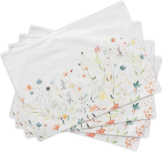 Maison d' Hermine Placemats Set of 4 100% Cotton Washable Cloth Place Mats, Reusable Table Mats for Kitchen Dining Decoration, Party, Wedding, Restaurant Spring/Summer (Colmar, 13" x 19")
