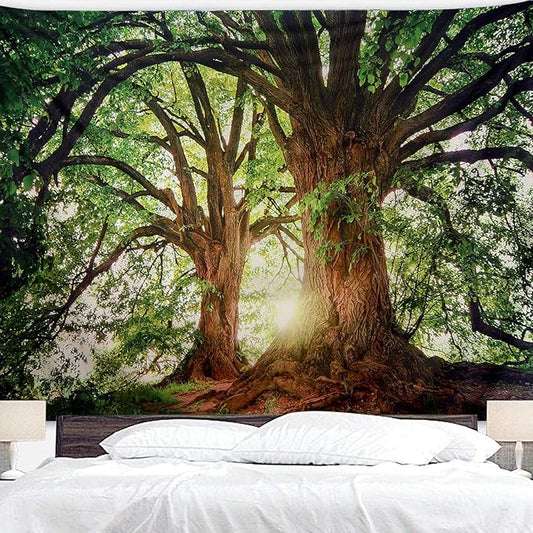 ENJOHOS Dark Green Landscape Nature Tapestry Home Decor Extra Large Wall Hanging Tree Tapestry Enchanted Forest Backdrop for Bedroom Living Room Indoor Outdoor Decoration (79''L x 59''W)