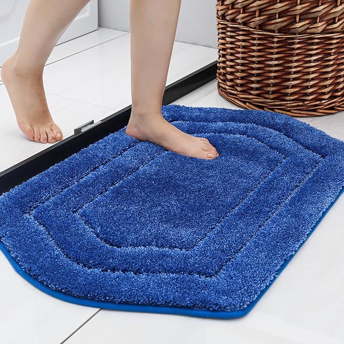 COSY HOMEER Extra Thick Bath Linen Sets Rugs for Bathroom - Anti-Slip Bath Mats Soft Plush Yarn Shaggy 100% Strong Polyester Living Room Bedroom Mat Floor Water Absorbent(Blue,24x36 - Inches)