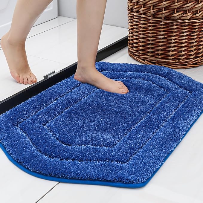 COSY HOMEER Extra Thick Bath Rugs for Bathroom - Anti-Slip Bath Linen Sets Mats Soft Plush 100% Strong Polyester Mat Living Room Bedroom Floor Water Absorbent(Blue,17x27 - Inches)