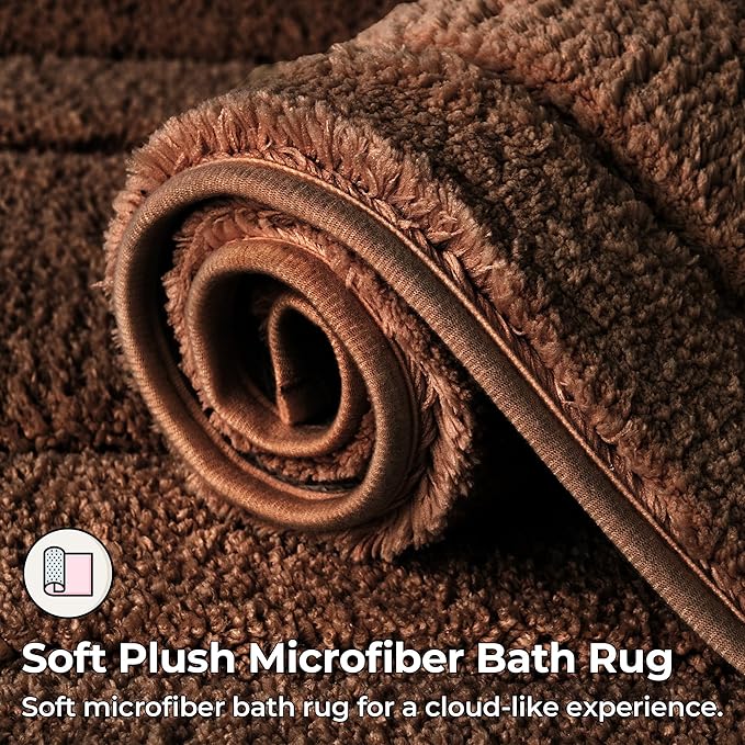 GRANNY SAYS Bathroom Rugs Non Slip 24" x 16", Bath Mats for Bathroom, Super Soft and Water Absorbent, Microfiber Washable Bath Rugs for Shower Room Floor, Tub, Brown
