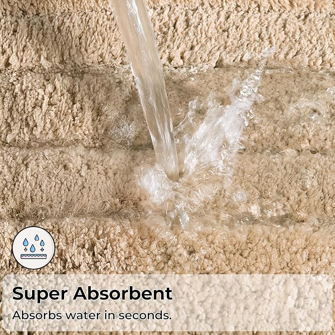 GRANNY SAYS Khaki Bathroom Rugs Non Slip, 59" x 24", Small Bathroom Rugs Washable，Bath Mats for Floor, Microfiber Bath Mat for Tub, Absorbent Shower Rug