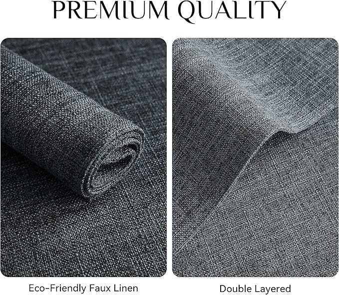 Softalker Faux Linen Placemats Set of 12-12 x 18 Inch, Heat Resistant Double Layered Durable Burlap Farmhouse Place Mats, Non-Slip Washable Rustic Table Mats for Dining, Kitchen, Party（Dark Grey