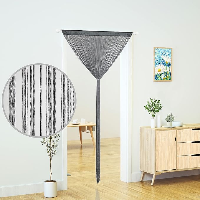 Doorway String Curtain Door Curtains,Boho Hippie Hanging Patio Tassels Screen Room Decor Bedroom Wall Window Closet Kitchen Living Room Fringe Divider Panel Laundry Room(39×110in/100×280cm, Grey)