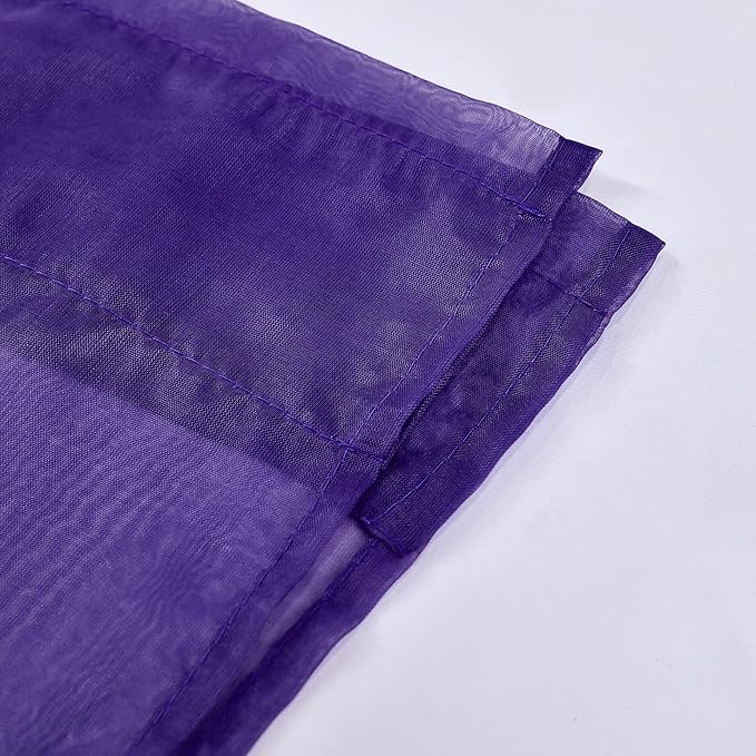 DONREN 2 Panels Solid Color Dark Purple Sheer Curtains Elegant Rod Pocket Window Voile Panels Drapes for Bedroom Living Room (52X84 Inches)