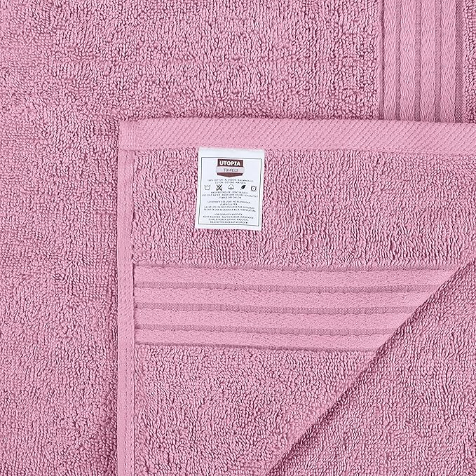Utopia Towels 6 Piece Premium Hand Towels Set, 16 by 28 inches, 100% Ring Spun Cotton, Lightweight and Highly Absorbent Towels for Bathroom, Travel, Camp, Hotel, and Spa, Pink