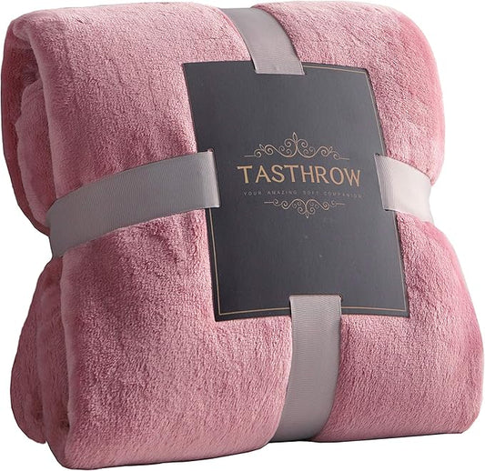TASTHROW Large Flannel Fleece Throw Blanket, 50×70 Inch - Cozy Lightweight Thick Blanket - All Seasons Suitable for Women, Men and Kids (Two Pack, Pink)