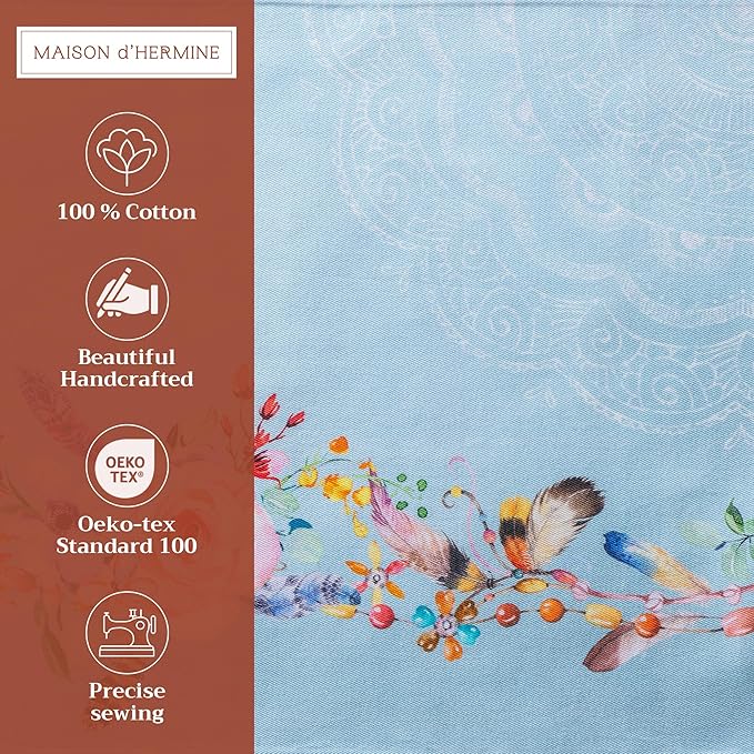 Maison d' Hermine Placemats Set of 4 100% Cotton Washable Cloth Place Mats, Reusable Table Mats for Kitchen Dining Decoration, Party, Wedding, Restaurant Spring/Summer (Ibiza, 13" x 19")